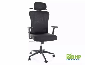 SCAUN DE BIROU Q-080M, NEGRU, CU FUNCTIE MULTIBLOC, TAPITERIE DIN TEXTIL SI PICIOR DIN METAL, STIL MODERN - Img 2