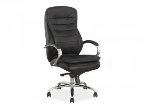 SCAUN DE BIROU Q-154, NEGRU/CROM, TAPITERIE DIN PIELE NATURALA, PIELE ECOLOGICA SI PICIOR DIN METAL, STIL MODERN