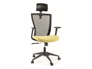 SCAUN DE BIROU Q-328, NEGRU/VERDE, CU FUNCTIE TILT, TAPITERIE DIN TEXTIL SI PLASA, SI PICIOR DIN METAL, STIL MODERN