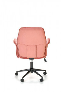 SCAUN DE BIROU TULIP, ROZ/NEGRU, TAPITERIE DIN CATIFEA SI PICIOARE DIN METAL, STIL MODERN - Img 2