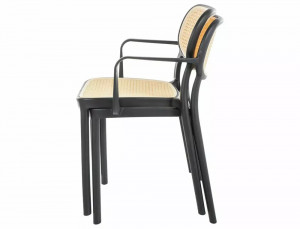 SCAUN DE TERASA BALI, NATUR/NEGRU, DIN POLIPROPILENA, STIL MODERN - Img 4