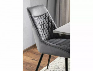 SCAUN DINING AGAT, GRI BLUVEL 14/NEGRU MAT, TAPITERIE DIN CATIFEA SI PICIOARE DIN METAL, STIL MODERN - Img 4