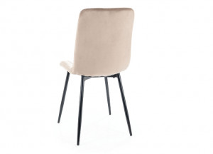 SCAUN DINING ALAN, BEJ INCHIS BLUVEL 40/NEGRU MAT, TAPITERIE DIN CATIFEA SI PICIOARE DIN METAL, STIL MODERN, SIGNAL - Img 2