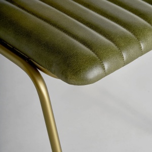 SCAUN DINING ALMSTOCK, VERDE/AURIU, CONFECTIONAT DIN RATTAN, PIELE, METAL, STIL MODERN - Img 5