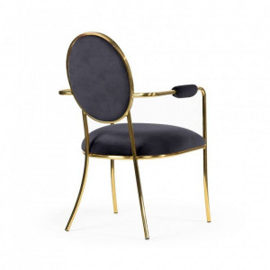 SCAUN DINING ANTIBA, NEGRU/AURIU, TAPITERIE DIN CATIFEA SI PICIOARE DIN METAL, STIL MODERN, ATR - Img 6