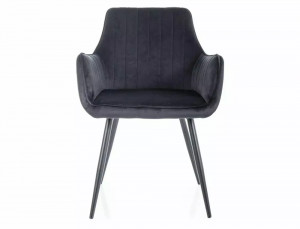SCAUN DINING APPLE, NEGRU BLUVEL 19/NEGRU MAT, TAPITERIE DIN CATIFEA SI PICIOARE DIN METAL, STIL MODERN - Img 2
