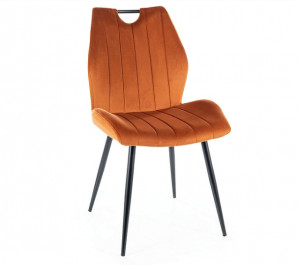SCAUN DINING ARCO, SCORTISOARA BLUVEL 4215/NEGRU MAT, TAPITERIE DIN CATIFEA SI PICIOARE DIN METAL, STIL MODERN - Img 1