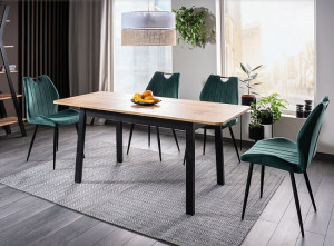 SCAUN DINING ARCO, VERDE BLUVEL 78/NEGRU MAT, TAPITERIE DIN CATIFEA SI PICIOARE DIN METAL, STIL MODERN - Img 3