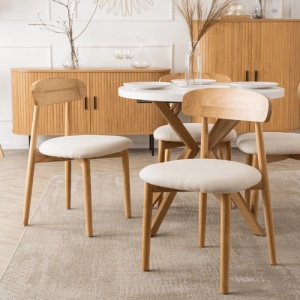 SCAUN DINING, ARTIM MEBLE, REALIZAT DIN LEMN SI TEXTIL, CULOARE STEJAR/BEJ, STIL MODERN