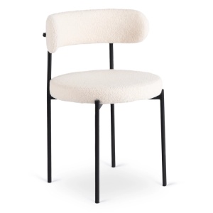 SCAUN DINING, ARTIM MEBLE, REALIZAT DIN METAL SI TEXTIL, CULOARE NEGRU/CREM, STIL MODERN - Img 6