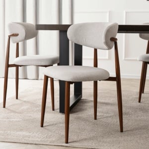 SCAUN DINING, ARTIM MEBLE, REALIZAT DIN METAL SI TEXTIL, CULOARE NUC/CREM, STIL MODERN