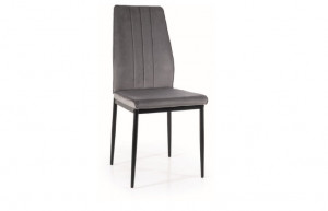 SCAUN DINING ATOM, GRI BLUVEL 14/NEGRU MAT, TAPITERIE DIN CATIFEA SI PICIOARE DIN METAL, STIL MODERN