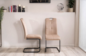 SCAUN DINING AXO, BEJ BLUVEL 28/NEGRU MAT, TAPITERIE DIN CATIFEA SI PICIOARE DIN METAL, STIL MODERN - Img 2
