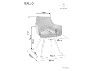 SCAUN DINING BALLO BREGO, GRI 07/NEGRU MAT, TAPITERIE DIN STOFA BREGO SI METAL, STIL MODERN - Img 4