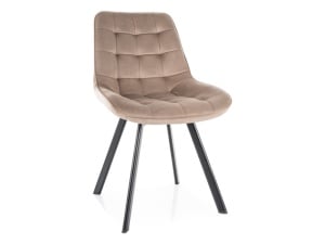 SCAUN DINING, BEJ INCHIS BLUVEL 40/NEGRU MAT, TAPITERIE DIN CATIFEA SI PICIOARE DIN METAL, STIL MODERN