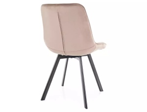 SCAUN DINING, BEJ INCHIS BLUVEL 40/NEGRU MAT, TAPITERIE DIN CATIFEA SI PICIOARE DIN METAL, STIL MODERN - Img 2