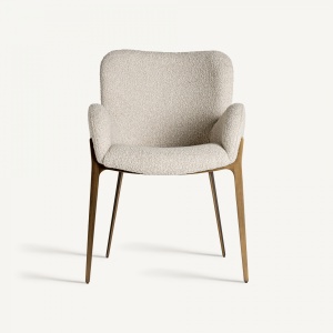 SCAUN DINING BESNE, BEJ, REF. 35239, PRELUCRAT MANUAL, CONFECTIONAT DIN METAL SI TEXTIL, STIL MODERN - Img 2