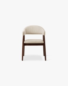 SCAUN DINING/BIROU ANDRA, BEJ, TAPITAT CU TAPITERIE DIN TEXTIL CHENILLE REBEL SI LEMN MASIV, MICADONI