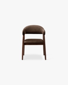 SCAUN DINING/BIROU ANDRA, CIOCOLATIU, TAPITAT CU TAPITERIE DIN TEXTIL CATIFEA MAGIC VELVET SI LEMN MASIV, MICADONI