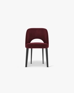 SCAUN DINING/BIROU BOWE, BORDO, TAPITAT CU TAPITERIE DIN TEXTIL CHENILLE REBEL SI LEMN MASIV DE FAG, MICADONI