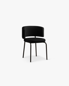 SCAUN DINING/BIROU DORA, NEGRU, TAPITAT CU TAPITERIE DIN TEXTIL CATIFEA MAGIC VELVET SI METAL, MICADONI - Img 2