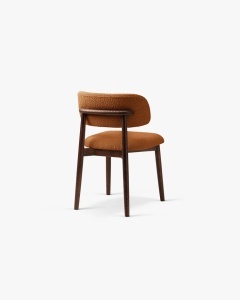 SCAUN DINING/BIROU EVAN, SCORTISOARA, TAPITAT CU TAPITERIE DIN TEXTIL CATIFEA BOUCLE BALOO SI LEMN MASIV, MICADONI