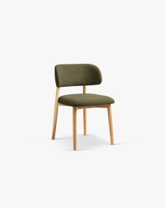 SCAUN DINING/BIROU EVAN, VERDE DESCHIS, TAPITAT CU TAPITERIE DIN TEXTIL CATIFEA CHENILLE REBEL SI LEMN MASIV, MICADONI