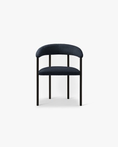 SCAUN DINING/BIROU LEA, ALBASTRU INCHIS/NEGRU, TAPITAT CU TAPITERIE DIN TEXTIL BOUCLE BALOO SI METAL, MICADONI - Img 3