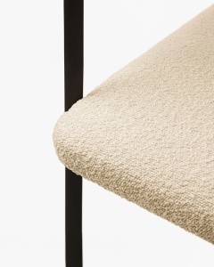 SCAUN DINING/BIROU LEA, BEJ/NEGRU, TAPITAT CU TAPITERIE DIN TEXTIL BOUCLE BALOO SI METAL, MICADONI - Img 4