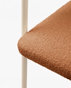 SCAUN DINING/BIROU LEA, CARAMIZIU/CREM, TAPITAT CU TAPITERIE DIN TEXTIL BOUCLE BALOO SI METAL, MICADONI - Img 4