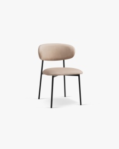 SCAUN DINING/BIROU NINA, BEJ MIGDALA, TAPITAT CU TAPITERIE DIN TEXTIL MAGIC VELVET SI METAL, MICADONI