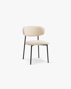SCAUN DINING/BIROU NINA, BEJ, TAPITAT CU TAPITERIE DIN TEXTIL BOUCLE BALOO SI METAL, MICADONI