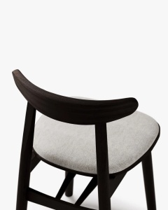 SCAUN DINING/BIROU OSOS, GRI DESCHIS/WENGE, TAPITAT CU TAPITERIE DIN TEXTIL STRUCTURAT BABEL SI LEMN MASIV DE FAG, MICADONI - Img 2