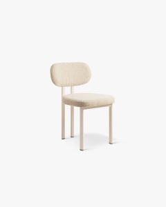 SCAUN DINING/BIROU SAM, BEJ, TAPITAT CU TAPITERIE DIN TEXTIL BOUCLE BALOO SI METAL, MICADONI