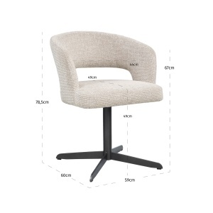 SCAUN DINING, BLANCA, REALIZAT DIN METAL SI TEXTIL IGNIFUG, CULOARE CREM, DESIGN DEOSEBIT, RICHMOND INTERIORS - Img 2