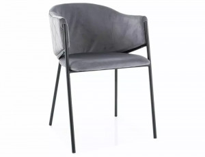 SCAUN DINING BONO, GRI BLUVEL 14/NEGRU MAT, TAPITERIE DIN CATIFEA SI PICIOARE DIN METAL, STIL MODERN