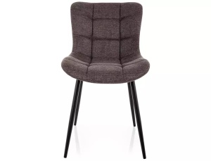 SCAUN DINING BREGO CAPPUCCINO 40/NEGRU MAT, TAPITERIE DIN TEXTIL SI PICIOARE DIN METAL, STIL MODERN
