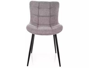 SCAUN DINING BREGO GRI 07/NEGRU MAT, TAPITERIE DIN TEXTIL SI PICIOARE DIN METAL, STIL MODERN