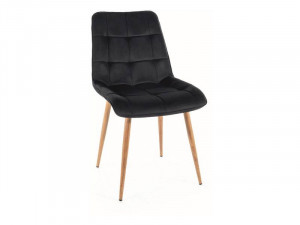 SCAUN DINING CHIC D, NEGRU BLUVEL 19/STEJAR, TAPITERIE DIN CATIFEA SI PICIOARE DIN METAL, STIL MODERN