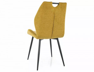 SCAUN DINING, CURRY 68/NEGRU MAT, TAPITERIE DIN STOFA BREGO SI PICIOARE DIN METAL, STIL MODERN - Img 3