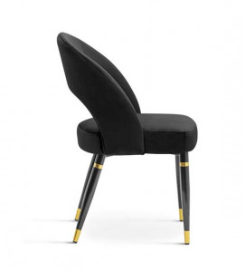 SCAUN DINING DIVA, NEGRU/AURIU/NEGRU, TAPITERIE DIN CATIFEA SI PICIOARE DIN METAL, STIL MODERN, ATR - Img 3