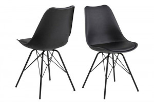 SCAUN DINING ERIS NEGRU, DIN METAL SI PIELE ECO, STIL SCANDINAV