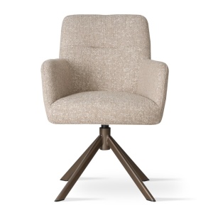 SCAUN DINING HEDLEY, CONFECTIONAT DIN METAL, SPUMA, ARCURI SI TEXTIL, BEJ/BRONZ, STIL MODERN - Img 2