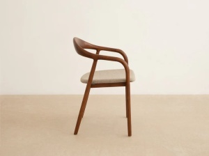 SCAUN DINING, ILLA, DIN TEXTIL SI LEMN, MARO/BEJ, MICADONI, STIL MODERN - Img 3