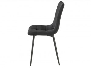 SCAUN DINING IVO, NEGRU BLUVEL 19/NEGRU MAT, TAPITERIE DIN CATIFEA SI PICIOARE DIN METAL, STIL MODERN - Img 2