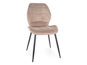 SCAUN DINING JAKE, BEJ BLUVEL 40/NEGRU MAT, TAPITERIE DIN CATIFEA SI PICIOARE DIN METAL, STIL MODERN