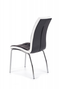 SCAUN DINING K186, NEGRU/ALB/CROM, CU TAPITERIE DIN PIELE ECOLOGICA SI PICIOARE DIN METAL, STIL MODERN - Img 4