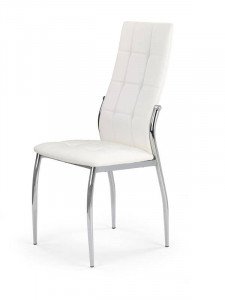 SCAUN DINING K209, ALB/CROM, CU TAPITERIE DIN PIELE ECOLOGICA SI PICIOARE DIN METAL, STIL MODERN