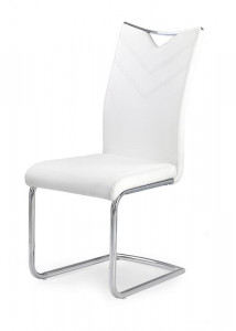 SCAUN DINING K224, ALB/CROM, CU TAPITERIE DIN PIELE ECOLOGICA SI PICIOARE DIN METAL, STIL MODERN