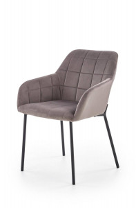 SCAUN DINING K305, GRI/NEGRU, CU TAPITERIE DIN CATIFEA SI PICIOARE DIN METAL, STIL MODERN
